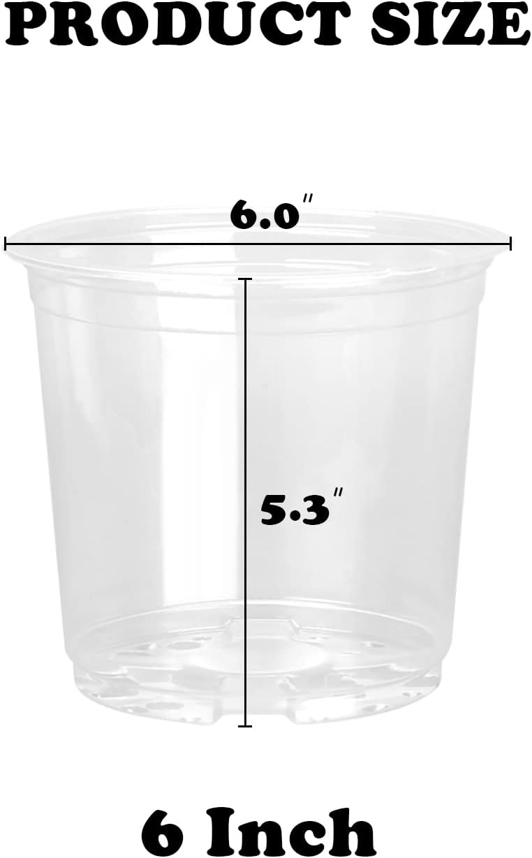 RAOOKIF 25 Pack 6 Inch Clear Nursery Pots with Drainage Holes, Flexible Plastic Nursery Pots for Plants, Reusable Garden Flower Pot, Seed Starter Pots - Image 3